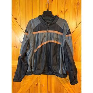 Harley Davidson Mesh Tri State Jacket Leather Stripe USA 1 Logo Riding Gear Sz 2